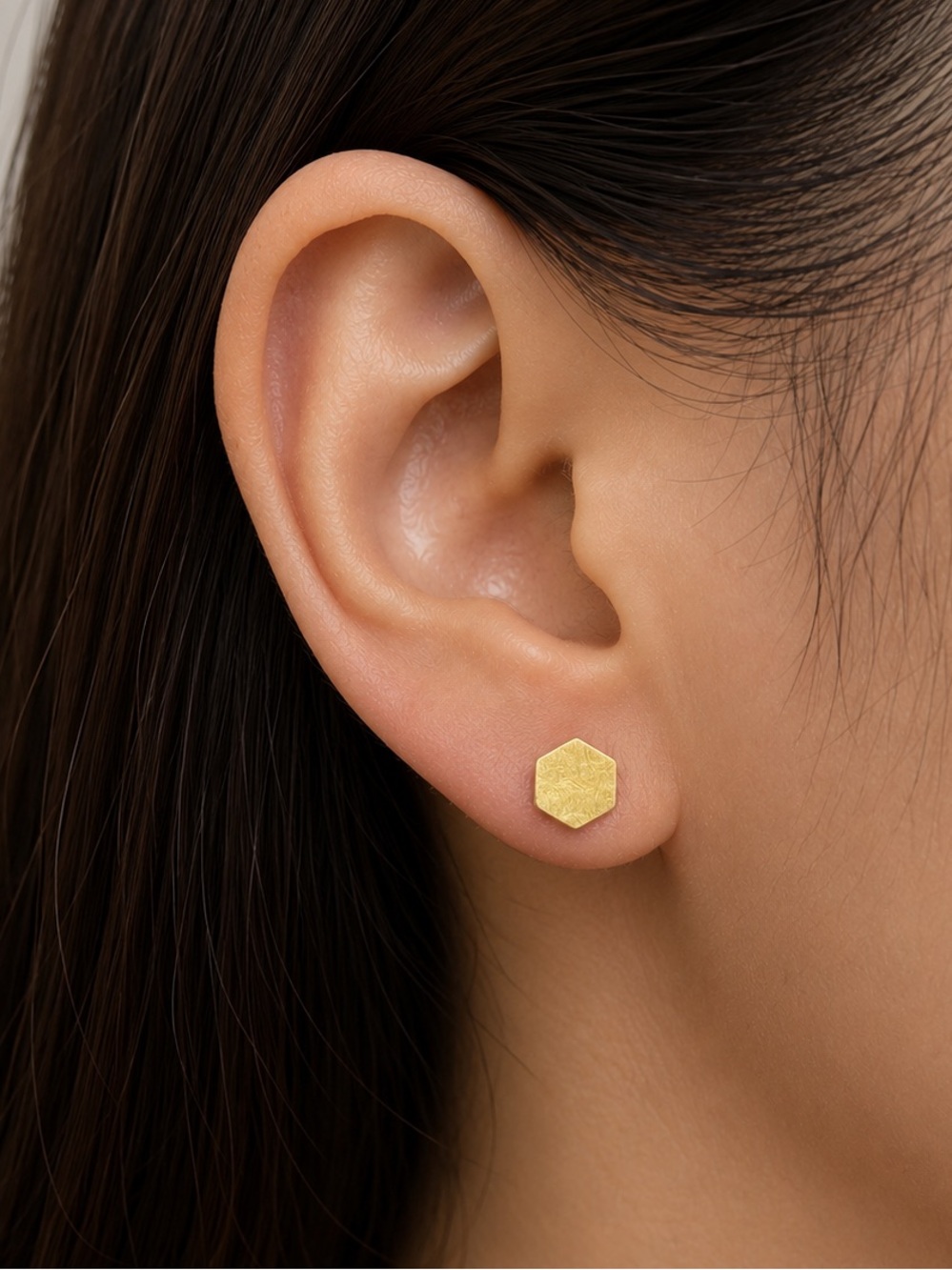 Porter Lyons Gold Hexagon Threaded Flat Back Earrings